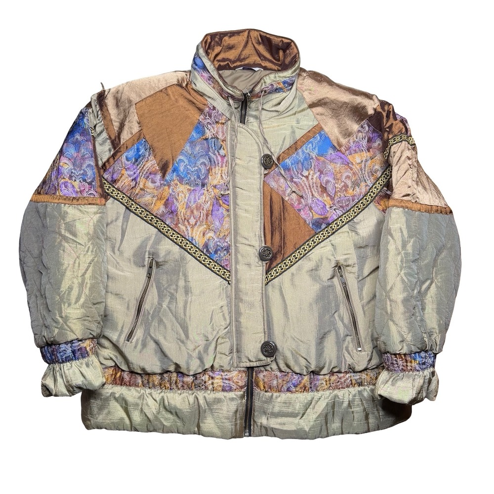 Vintage G4000‎ women's puffy puffer copper brown jacket LARGE